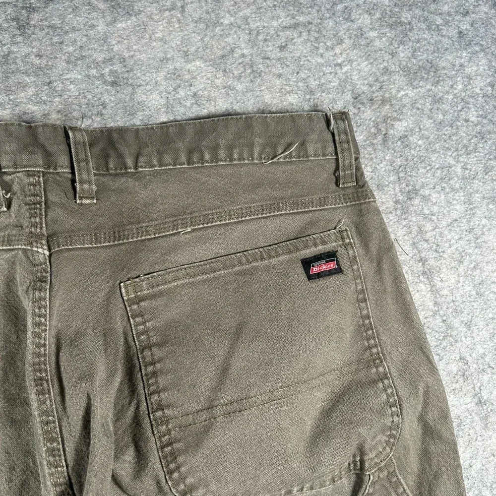 Dickies Carpenter Pants Mens 38X30 Olive Brown Paint Stains Distressed Utility